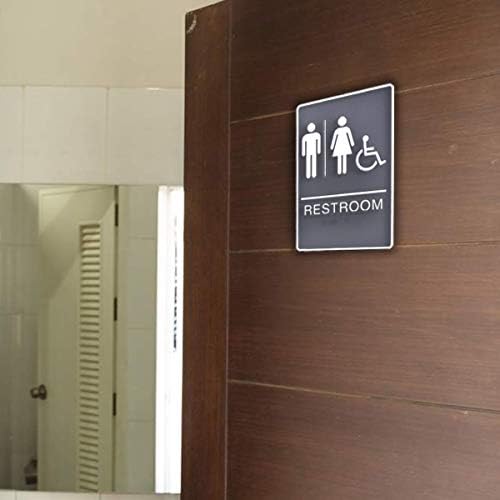 Auto-depósito de Bebarley Ada Braille Sinais de banheiros unissex com fita de 3m de dupla face para escritório de escritório ou banheiro comercial e decoração de porta de banheiro ou parede 9 ”x6”