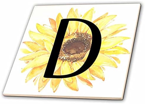Monograma de 3drose D Imagem bonita de girassol em aquarela - azulejos