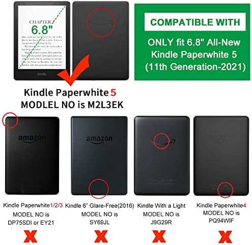 Caso para 6,8 Kindle Paperwhite, Ultra Slim Fino PU Couather e TPU Soft Back Cover Tampa de Padrão Protetor Inteligente com Sono/Caia Auto