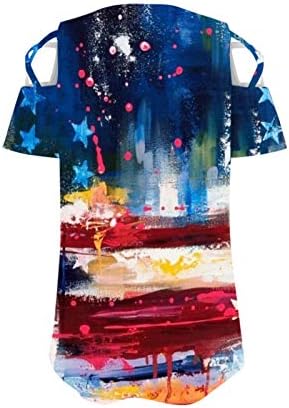 4 de julho camisetas camisetas para mulheres de manga curta Túdas de túnica de túnica americana faixas tie-dye camisetas patrióticas Tops
