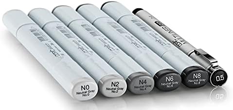 Marcador de álcool de esboço copic 5 cores + conjunto de multiliner sp, esboço cinza e ciao, marcador de álcool 6pc, retrato