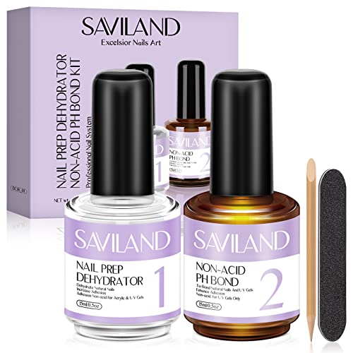 Conjunto de pó de acrílico Saviland - 36 cores, desidratador de unhas Saviland e conjunto de ligações não ácidas