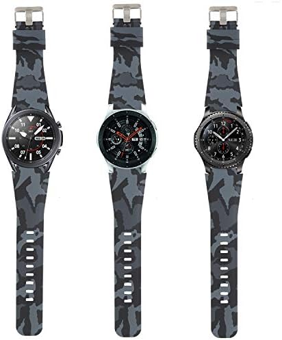 Banda de camuflagem de 22 mm compatível com Samsung Galaxy Watch 3 45mm, esportes de borracha para Galaxy Watch 46mm S3 Silicone Straplelet Substituição