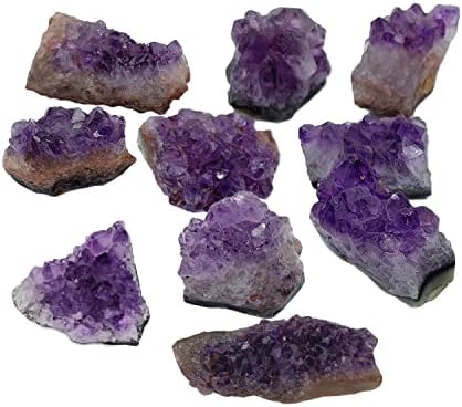 Clusters de ametista cruas xmhome 10pcs Cristais naturais de ametista real geode pedras preciosas roxas profundas Meditação