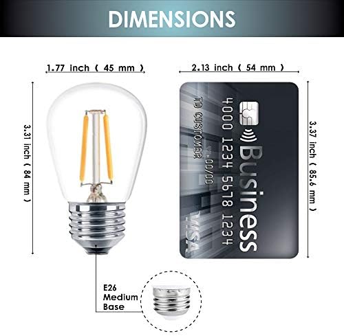 Bulbos LED de 15 pacote Winsaled Pack S14 para luzes de cordas externas, 2W 2500K