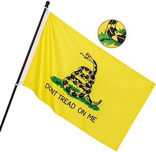 Este gadsden não pise em mim bandeira de 3x5 pés: bandeira libertária de cobra mais longa, feita de nylon, imagem bordada, ilhós de