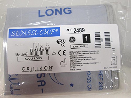 GE Healthcare 2489 Critikon Sensa-CUF Pressão arterial CUF, 2 tubos, sub-miniatura, adulto Long, Marinha