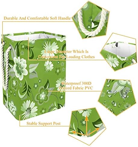 Homomer Green Floral Wallpaper Floral Lavanderia cesto de roupas prejudiciais à prova d'água para cesta de roupas para roupas de