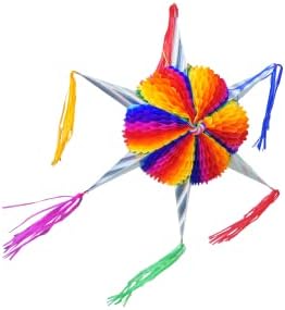 Dê Piñata Rainbow mexicano tradicional, decoração de pendura de festa temática - pinata festiva para Cinco de Mayo, festa de aniversário infantil, dia Los Muertos, Halloween grande colorido dobrável - com corda