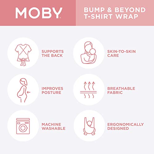 Moby Bump & Beyond T-Shirt Wrap | Preto - tamanho 1 | Wrap de apoio versátil para mães grávidas | Transportadora para recém -nascidos