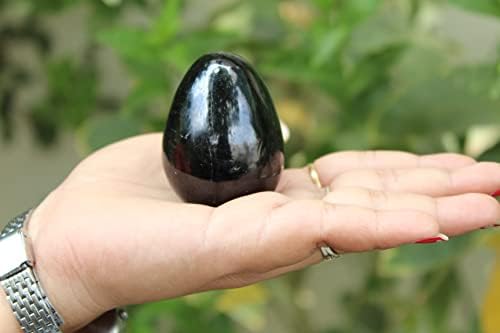 Jato natural turmalina preta turmalina ovo de pedra preciosa 45-50 mm Mão esculpida no altar de cristal de cristal