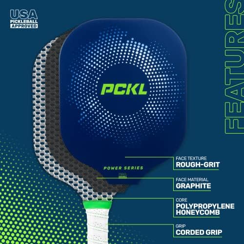 PCKL Pickleball Paddle Racket | USA APROVADO DE PICKLEBALL | Face de carbono de grafite com grande ponto ideal | Core de favo de mel