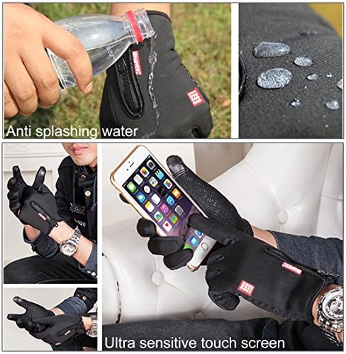 Haweel® Full Fingle Luves Dois dedos com tela sensível ao toque do vento luvas de smartphones quentes para esportes ao ar livre, caminhada, ciclismo