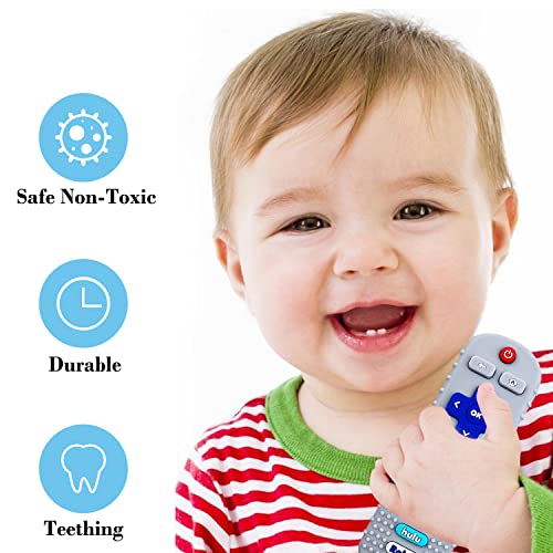 Bebê de brinquedo remoto, dentes de bebê 6 a 12 meses, brinquedos de dentição remotos de silicone, BPA grátis