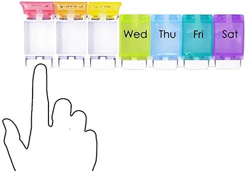 Botão de push de 7 dias Organizador de pílula uma vez ao dia Caixa de pílula semanal Rainbow Medicine Caixa diária de vitamina 1 vez por dia