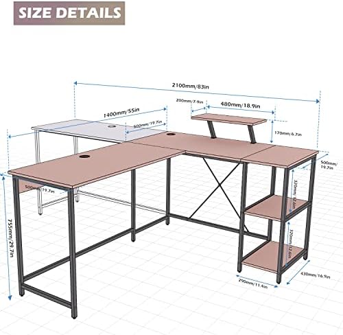 Desk -shape de 55 '' da mesa de mesa de mesa dupla de 55 '