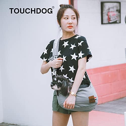 Touchdog 'Toga-Bark' Over-the-ombro Sling Sling Fashion Pet Transports-Transportador de gato e cães com bolsos de armazenamento embutidos para transporte de mãos livres