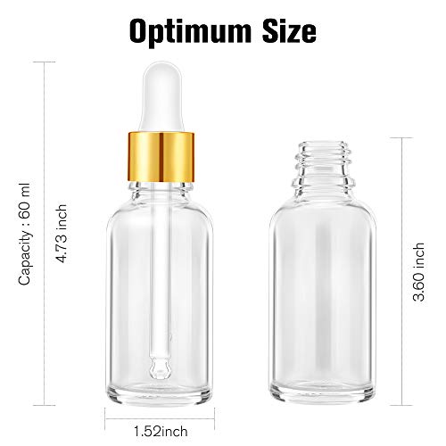 Garrafas de gotas de colírio prettycare 2 oz 4 pacote garrafas de tintura vazia para óleos essenciais