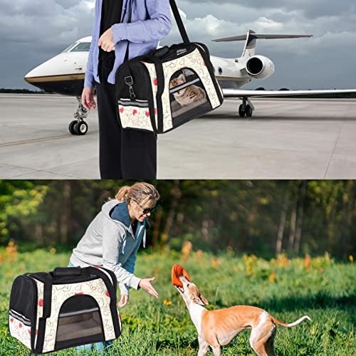 Pet Transportrier Hearts Padrão Transportadores de viagem para animais de estimação para gatos, cães de cachorros conforto portátil