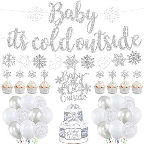 Baby, é frio decorações de festas externas, banner, balões de floco de neve, guirlanda para o chá de bebê do país das maravilhas