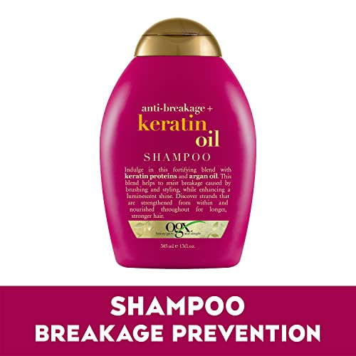 OGX Anti-Breakage + Ceratina Oil Fortificando Condicionador Anti-Frizz para cabelos danificados e extremidades divididas com shampoo anti-fradia anti-fradia para cabelo anti-Breakage + queratina
