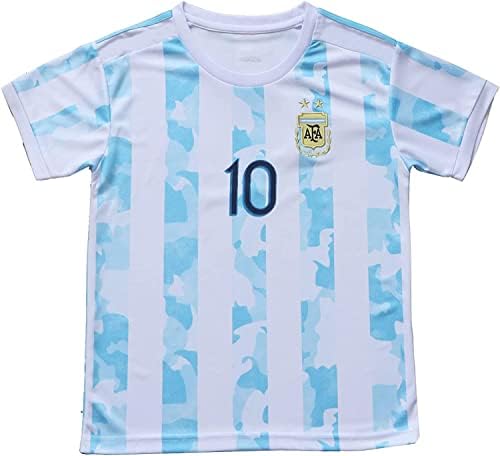 NECM 2021 Argentina 10 Leo Messi Copa-Americano Casa Infantil Jersey de futebol/shorts/meias Tamanhos para jovens do kit
