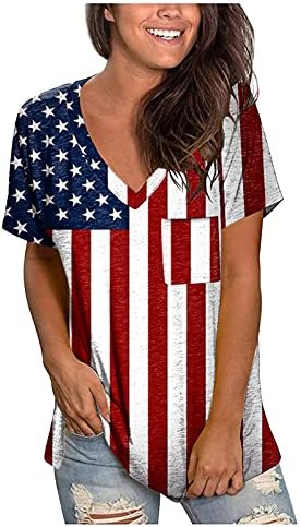 4 de julho Túnicas de bandeira dos EUA para mulheres Hide Tomme camise