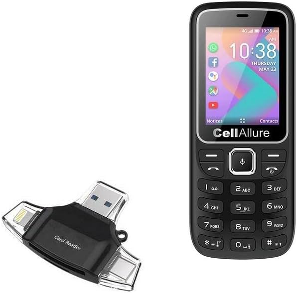 BOXWAVE SMART GADGET Compatível com CellAlLure Smart Temp - AllReader SD Card Reader, MicroSD Card Reader SD Compact USB para celular Smart Temp - Jet Black