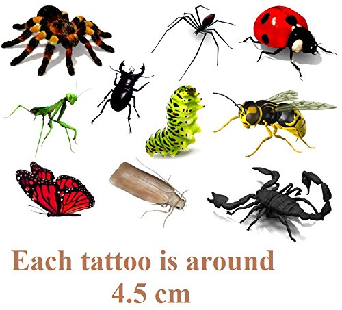 Tatuagens temporárias 3D de insetos