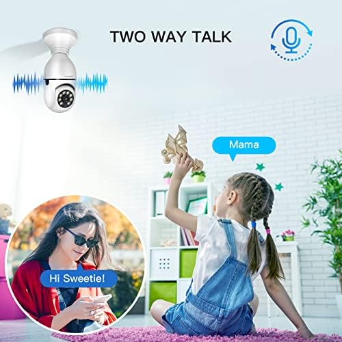 Câmera de segurança da lâmpada Anakk 360, câmeras de vigilância doméstica de 2K 3MP Wireless 2,4GHz Wi-Fi, áudio de duas vias, monitor de bebê e PET Indoor/Outdoor, câmera de segurança de soquete de luz, compatível com Alexa