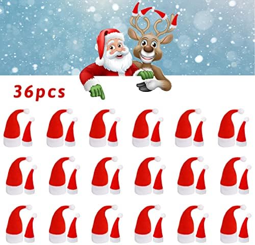 FOIMAS 36PCS Mini chapéus de Papai Noel, capa de pirulito de pirulito de chapéu de chapéu de Natal de Natal para o detentor