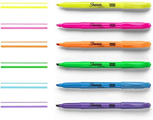 Highlighters Sharpie Pocket, cores pastel suave, variadas variadas, ponta de cinzel, 12 contagens e marcadores de estilo, ponta