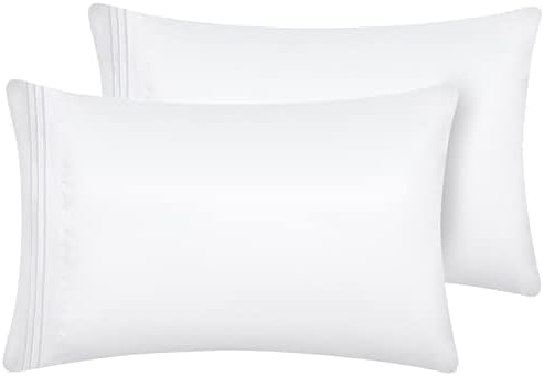 Cozylux travesseiros de travesseiros Queen Set de 2 luxuosos 1800 séries de travesseiros de cama de microfibra duplos bordados