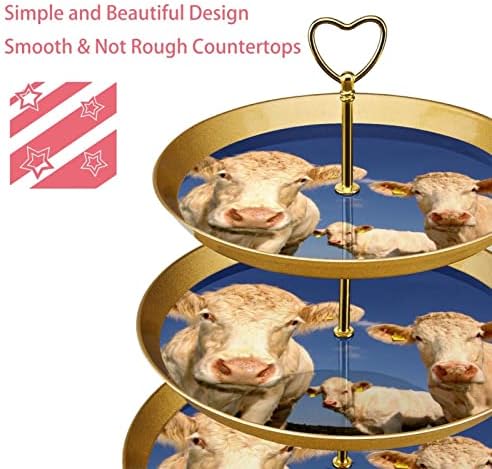 Stand de bolo de sobremesa, decoração de mesa para celebração de festa de casamento de casamento, padrão de animal de vaca
