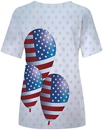 American Flag Tees Shirt Day da Independência da Independência do Mulheres Crewneck de Manga Crewneck de 4 de julho