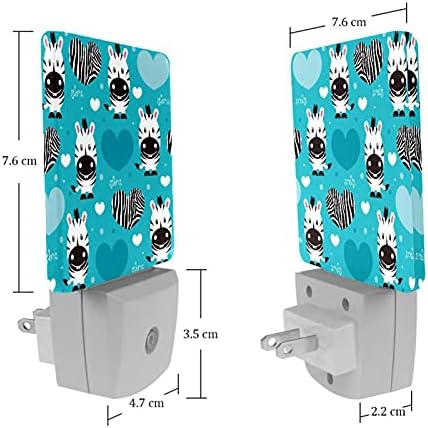 Zebra e coração plug na noite leves leves luminosas led noturnas, iluminação noturna brilhante para o quarto do quarto de