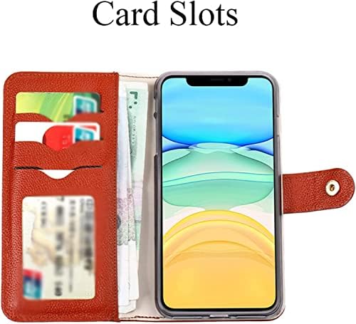 Caso da carteira Wikuna para iPhone 14 Pro Max, suporte de cartão de couro genuíno premium Magnetic Folio Stand Flip Case Chefe Tampa