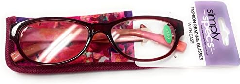 Simplesmente especifica os óculos de leitura da moda Hollee Mag com caixa vermelha floral +1,50