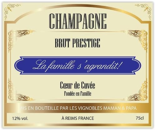 Rótulo de anúncio de nascimento personalizado de Crintiff para garrafa de champanhe | Família cresce | Anúncio surpresa para papai, padrinho, madrinha ou avós