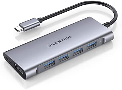 LENTÇÃO USB-C Hub multi-porta com saída HDMI em 4K, 100W PD, 4 USB 3.0 compatível 2023- MacBook Pro, novo Mac Air & Surface, Chromebook,
