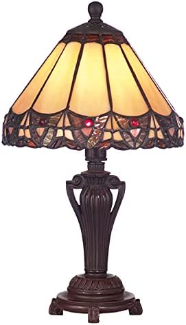 DALE TIFFANY 8034/640 Lâmpada de destaque do pavão, bronze antigo e sombra de vidro de arte