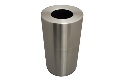 Witt Industries AL35-CLR Alumínio de 35 galões lixo decorativo lata com revestimento de plástico rígido, redondo, 18 diâmetro x 32 altura, casaco transparente