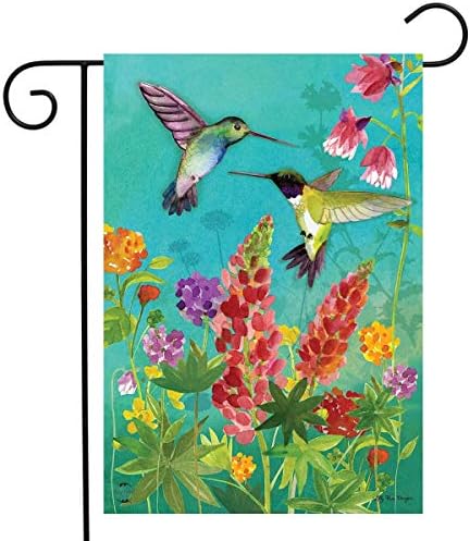 Hummingbird Greeting Spring Garden Bandeira Floral Birds 12,5 x 18