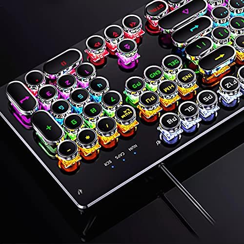 Basaltech Brown Switch Keyboard mecânico com retroiluminação LED de arco-íris, teclado de jogo em estilo de máquinas de escrever com