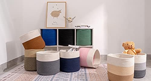Cestas de tecido cubesland para organizar/armazenamento, cesta de cubos de cesta de armazenamento 11x11 '' para organizador/prateleiras de armazenamento de cubos, prateleiras de cubos de cesta de armário de pano, caixas de armazenamento de corda 4 pacotes de branco