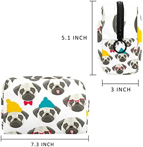 Bolsa de maquiagem tbouobt bolsa de bolsa cosmética com zíper, desenho animado pug adorável animal kawaii