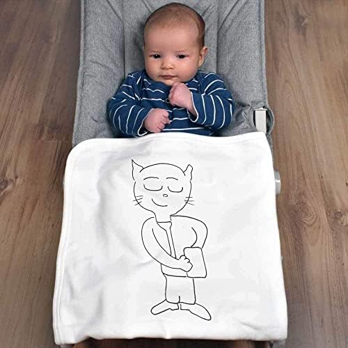 Azeeda 'gato usando cobertor/xale de bebê de algodão móvel'