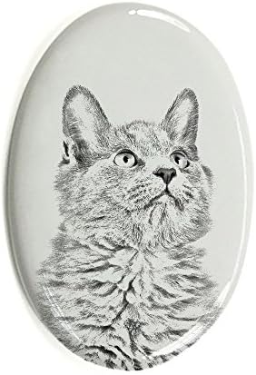 Art Dog Ltd. Nebelung Cat, lápide oval de azulejo de cerâmica com uma imagem de um gato