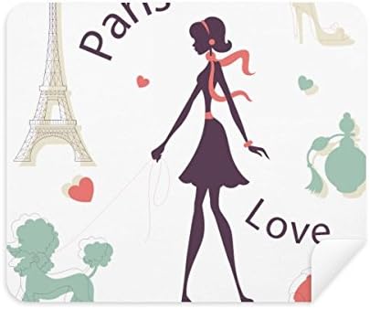 Eiffel Tower Paris Lady France Limpeza de limpeza de pano Clearner 2pcs Camurça tecido