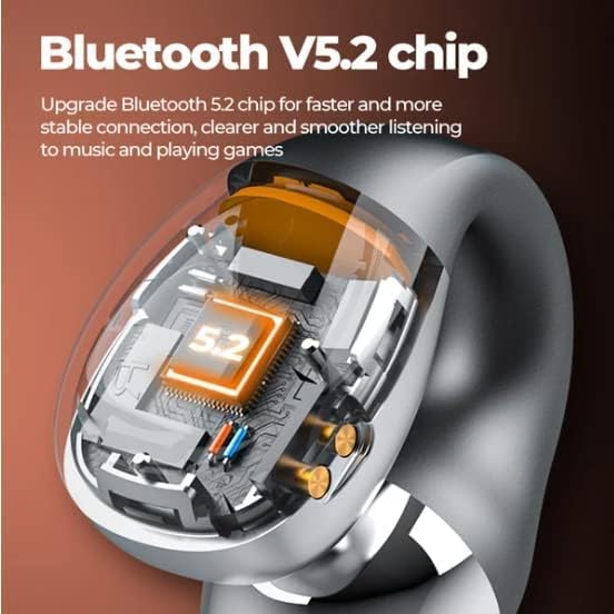 Fones de ouvido de condução do osso do clipe sem fio, mini fones de ouvido de condução óssea, fone de ouvido sem fio Bluetooth com exibição inteligente LED, fones de ouvido abertos Bluetooth para condução de ciclismo em execução